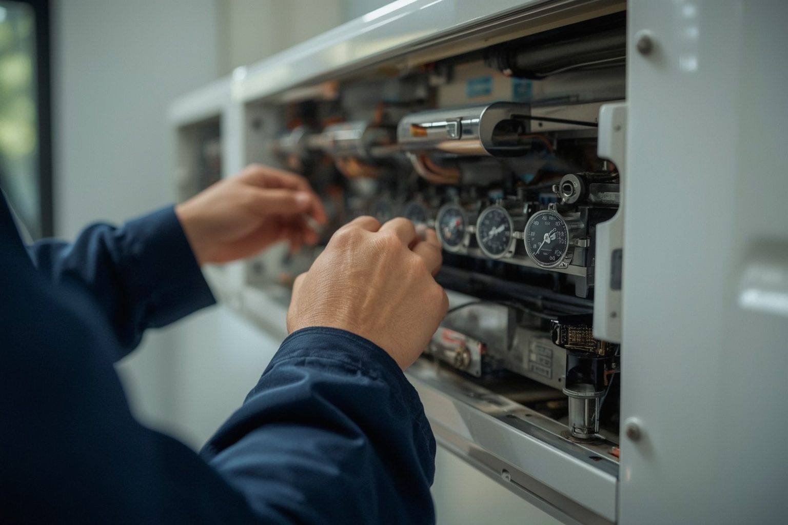 Manutenção interna em equipamento de refrigeração comercial